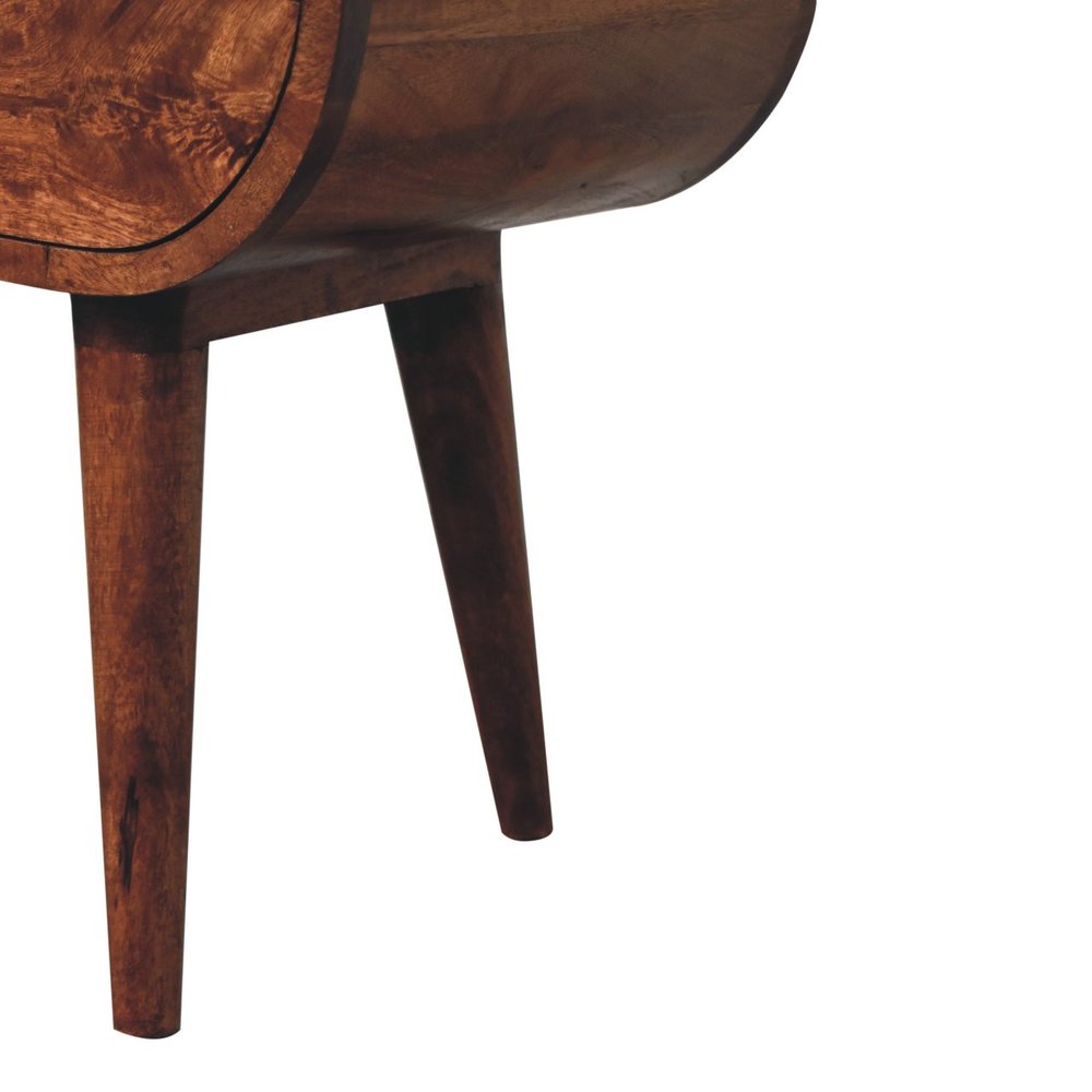 21" Brown Solid Wood Oval One Drawer Nightstand