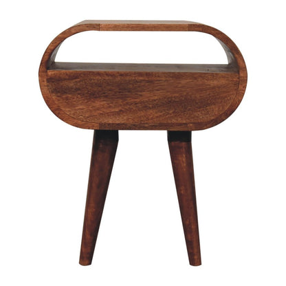 21" Brown Solid Wood Oval One Drawer Nightstand
