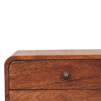 18" Brown Solid Wood Two Drawer Floating Nightstand