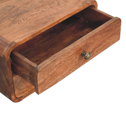 18" Brown Solid Wood Two Drawer Floating Nightstand