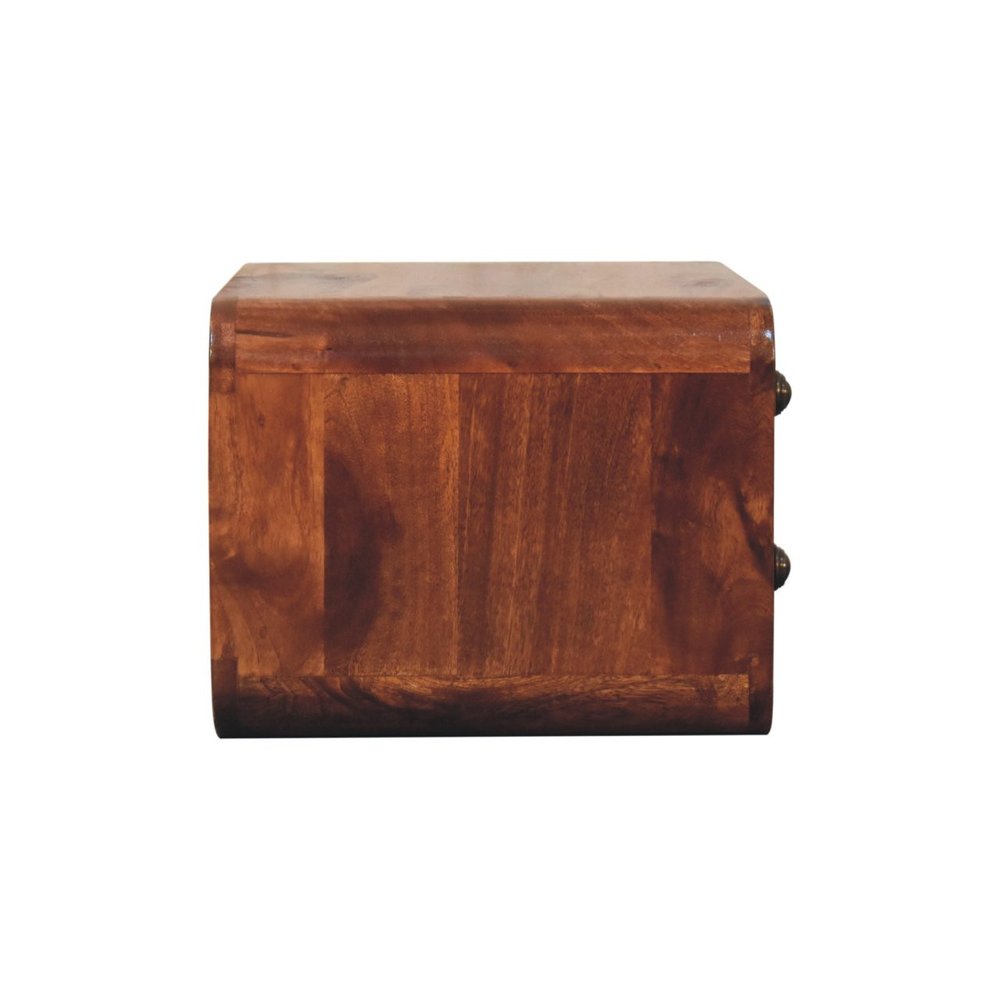 18" Brown Solid Wood Two Drawer Floating Nightstand