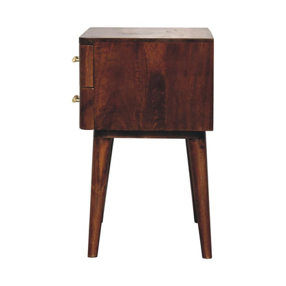 23" Chestnut Solid Wood Two Drawer Nightstand