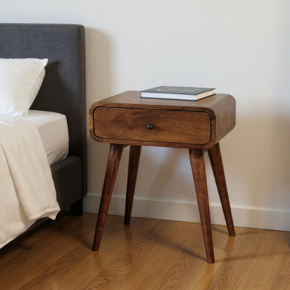 22" Chestnut Solid Wood One Drawer Nightstand