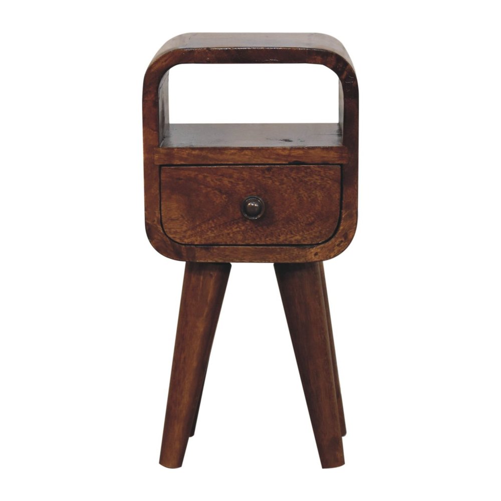 16" Chestnut Solid Wood Square One Drawer Nightstand