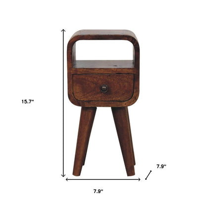 16" Chestnut Solid Wood Square One Drawer Nightstand