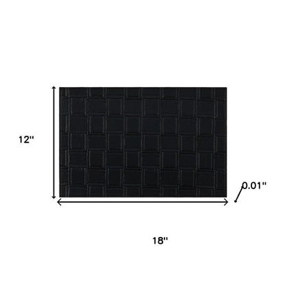 18" Set of Four Black Basketweave Faux Leather Placemats