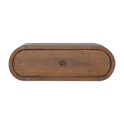 18" Chestnut Solid Wood Oval One Drawer Floating Nightstand