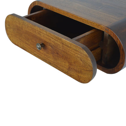18" Chestnut Solid Wood Oval One Drawer Floating Nightstand