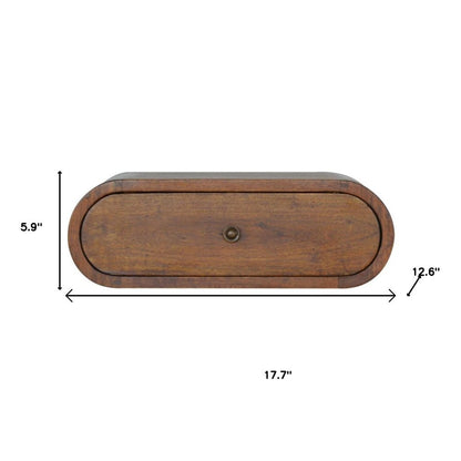18" Chestnut Solid Wood Oval One Drawer Floating Nightstand