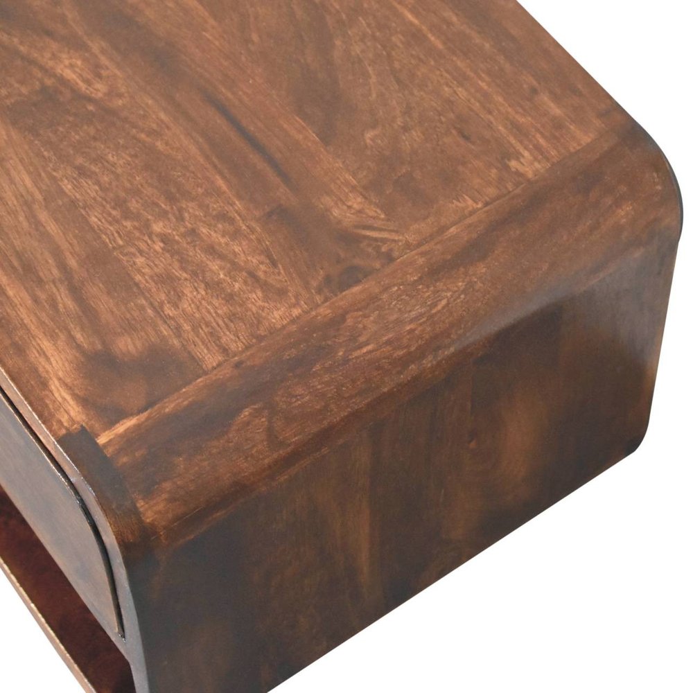 18" Brown Solid Wood One Drawer Floating Nightstand