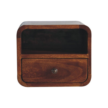 12" Brown Solid Wood Square One Drawer Floating Nightstand