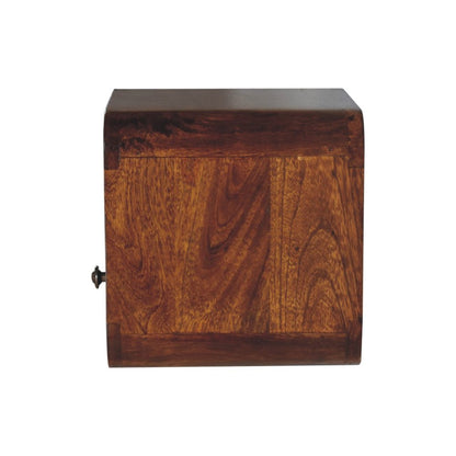 12" Brown Solid Wood Square One Drawer Floating Nightstand