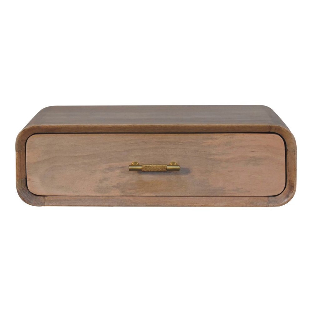 20" Brown Solid Wood One Drawer Floating Nightstand