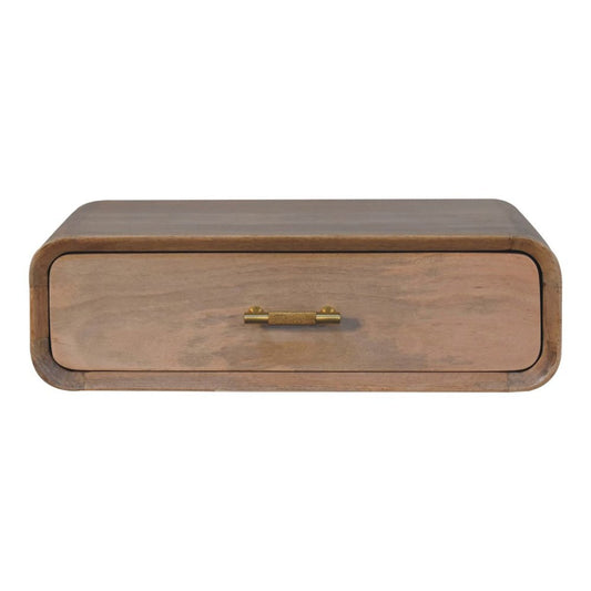 20" Brown Solid Wood One Drawer Floating Nightstand
