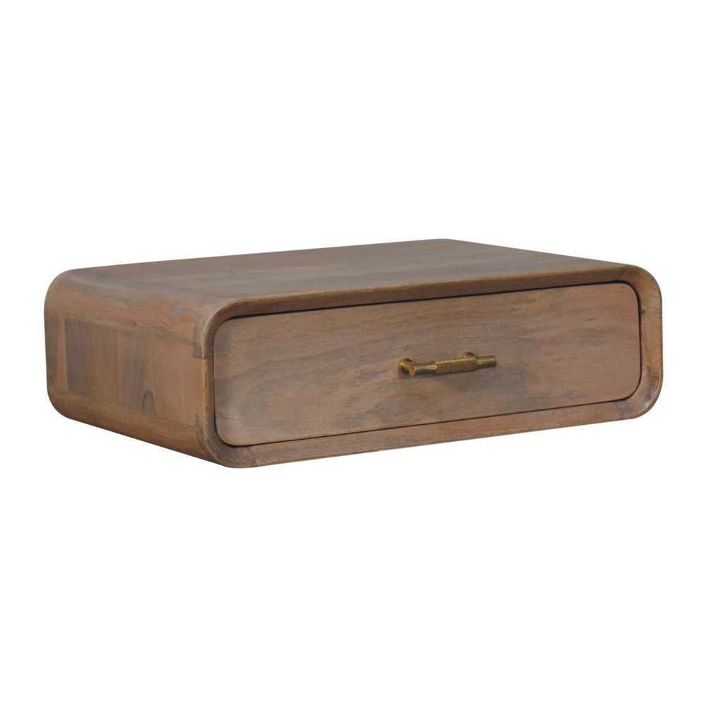 20" Brown Solid Wood One Drawer Floating Nightstand