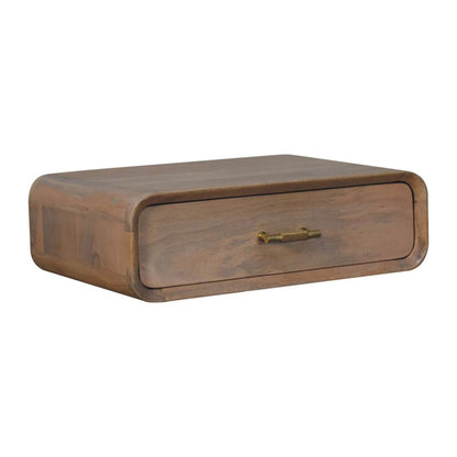 20" Brown Solid Wood One Drawer Floating Nightstand