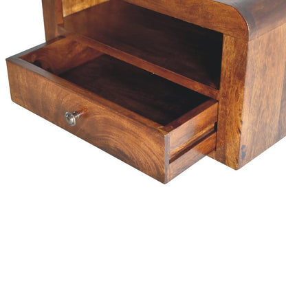 18" Chestnut Solid Wood One Drawer Floating Nightstand