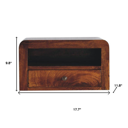 18" Chestnut Solid Wood One Drawer Floating Nightstand