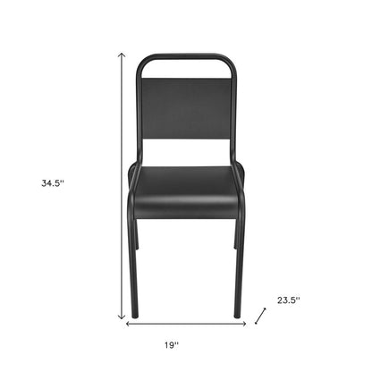 Set of Two Black Aluminum Outdoor Stacking Dining Chairs