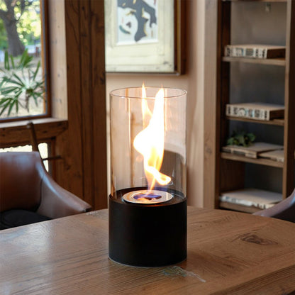 5" White Glass Free Standing Ethanol Fireplace