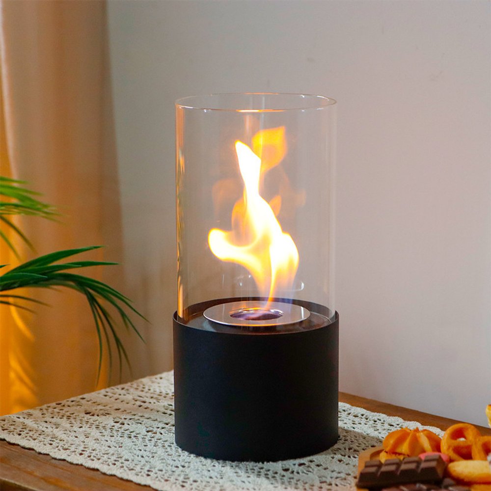 5" White Glass Free Standing Ethanol Fireplace