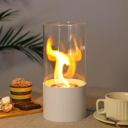 5" White Glass Free Standing Ethanol Fireplace