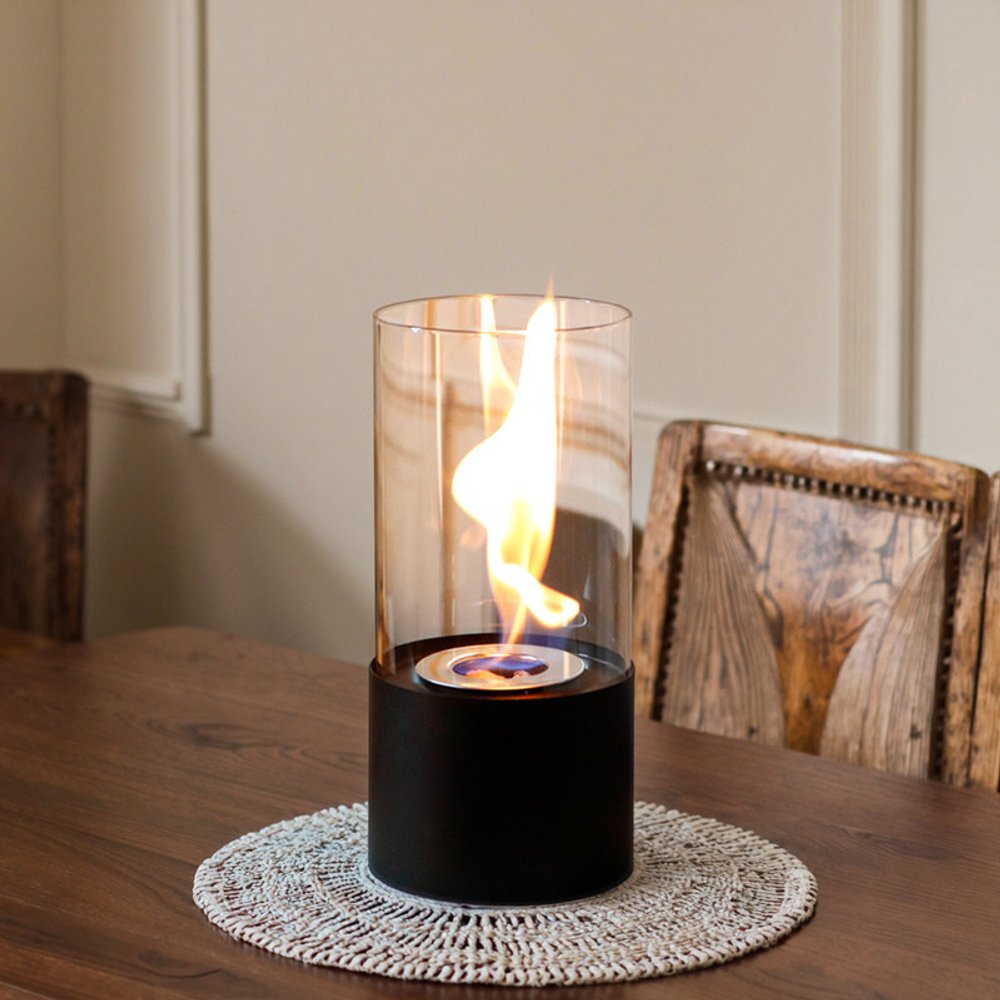5" White Glass Free Standing Ethanol Fireplace