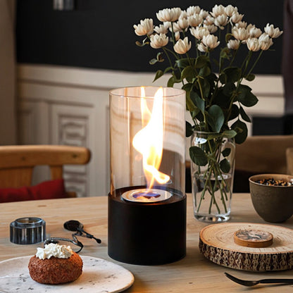 5" White Glass Free Standing Ethanol Fireplace