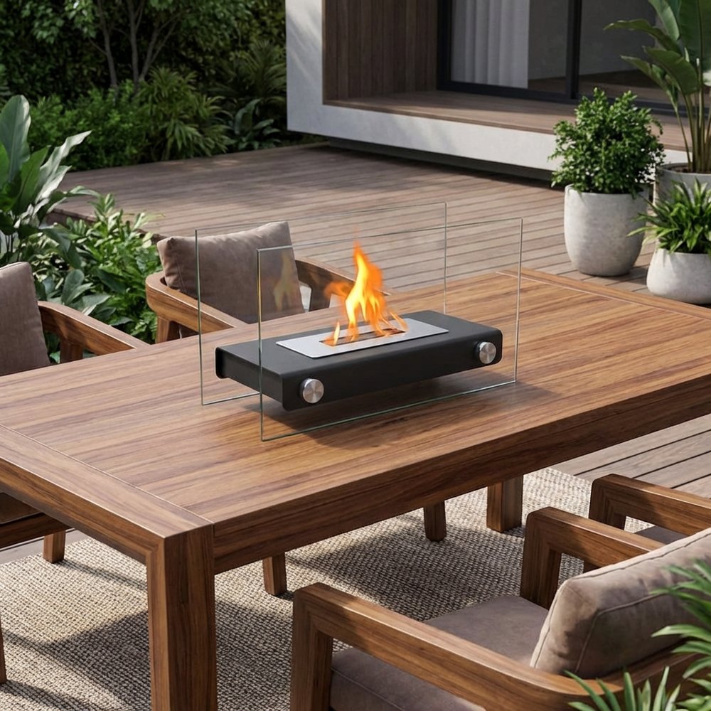 14" Black And Silver Metal BioEthanol Portable Firepit