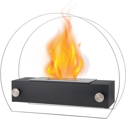 14" Black And Silver Metal BioEthanol Round Portable Firepit