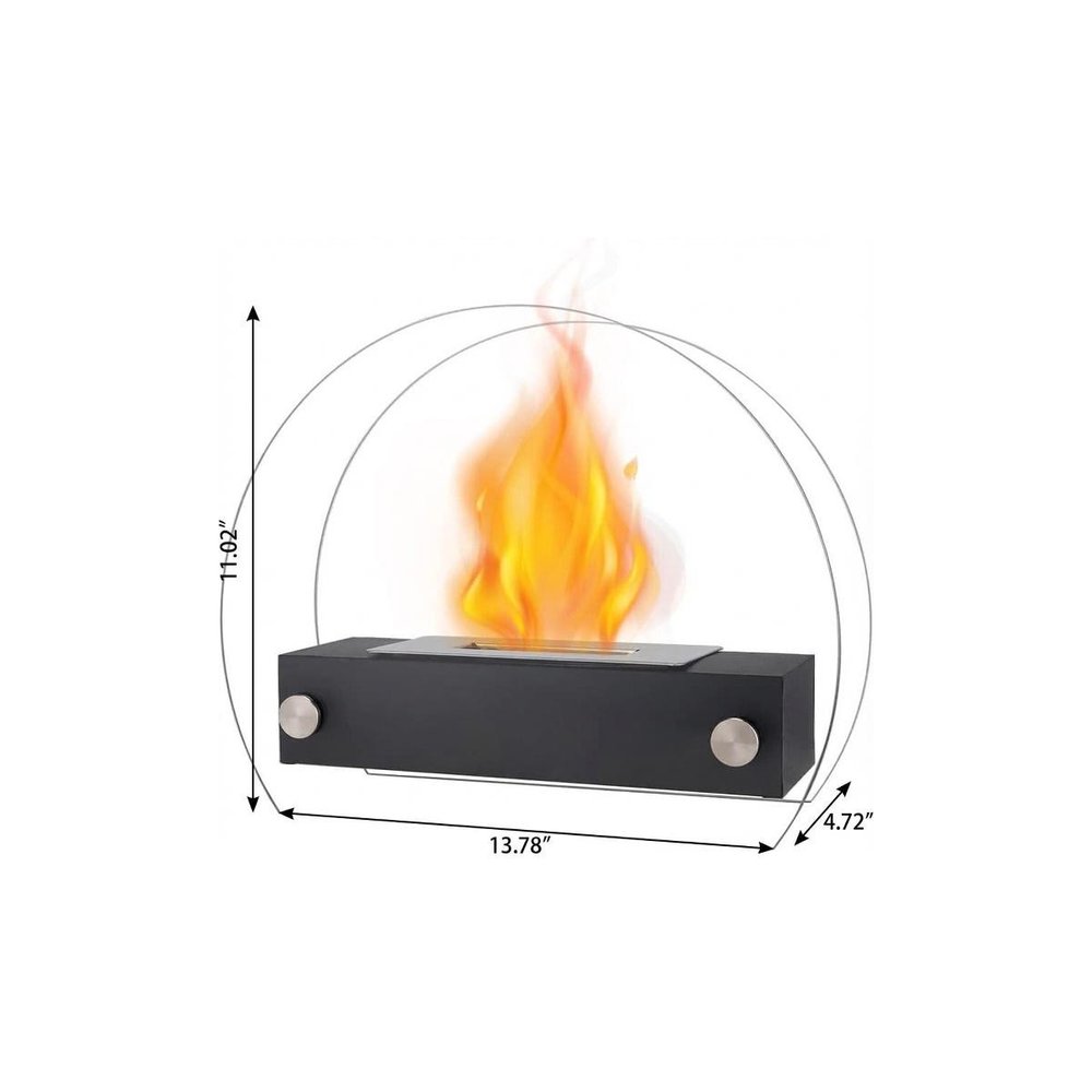 14" Black And Silver Metal BioEthanol Round Portable Firepit
