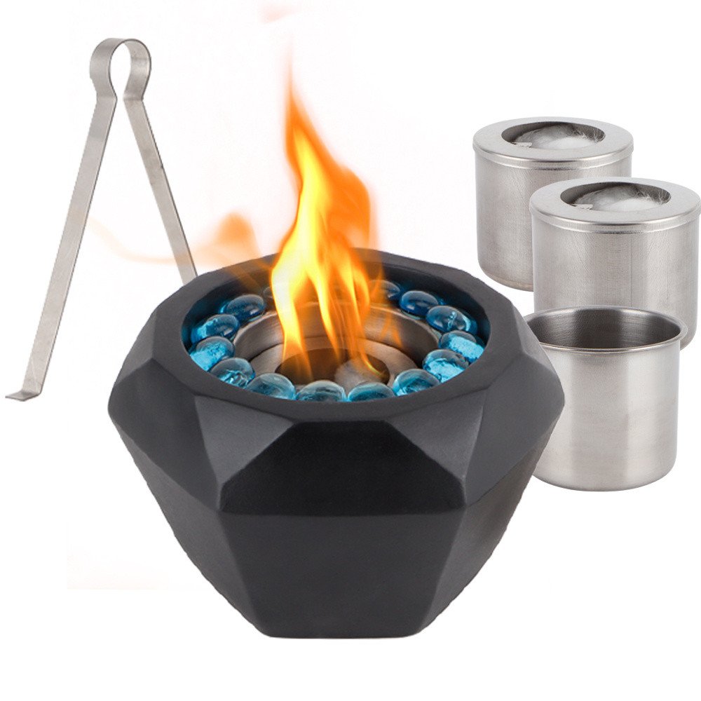 6" Black Magnesium Oxide BioEthanol Portable Firepit