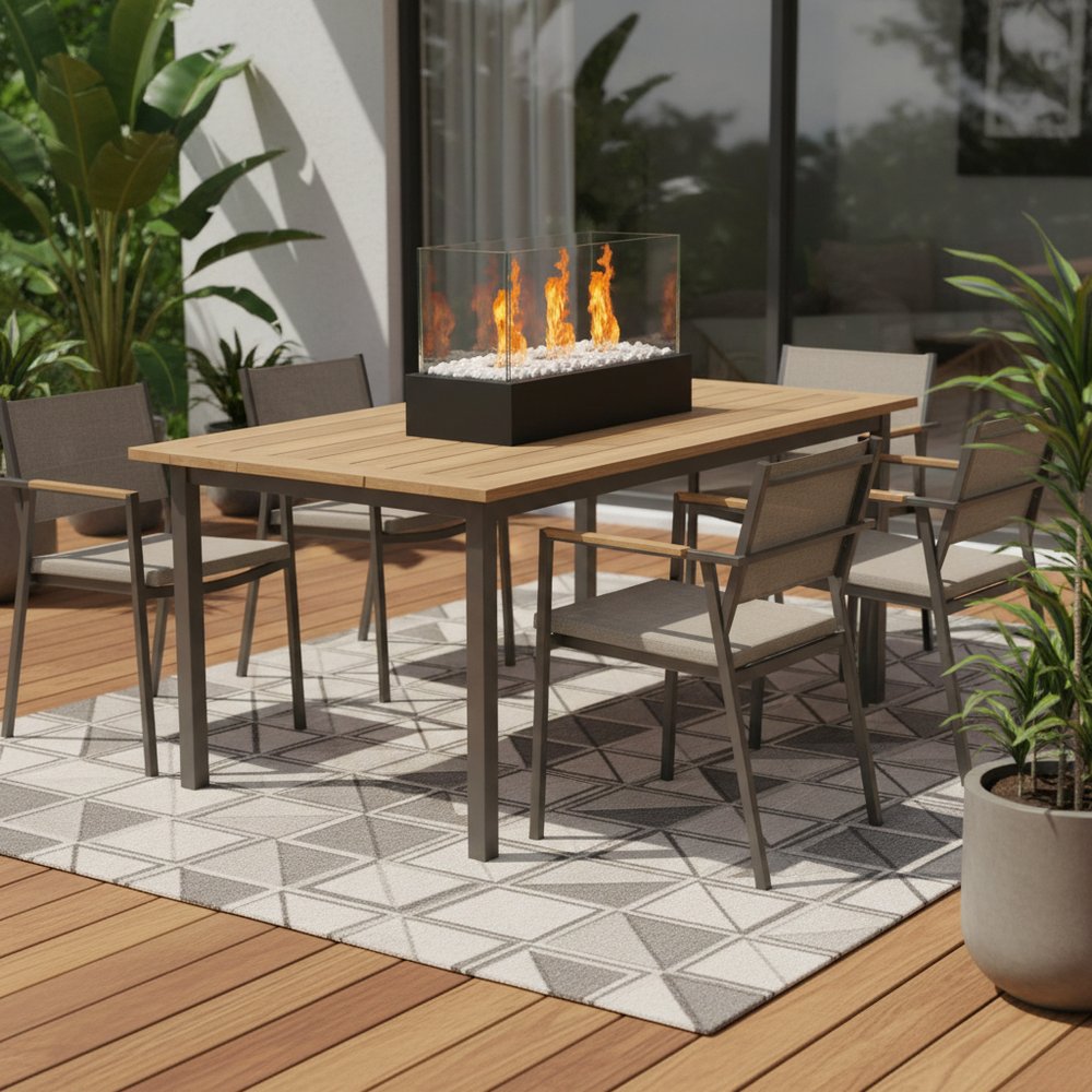 18" Black And Clear Stainless Steel And Glass Bioethanol Portable Tabletop Firepit