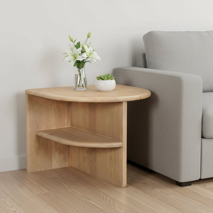 22" Natural Solid Wood Block End Table With Shelf