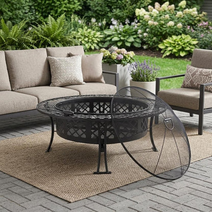 40" Black Steel Wood Burning Round Fire Pit