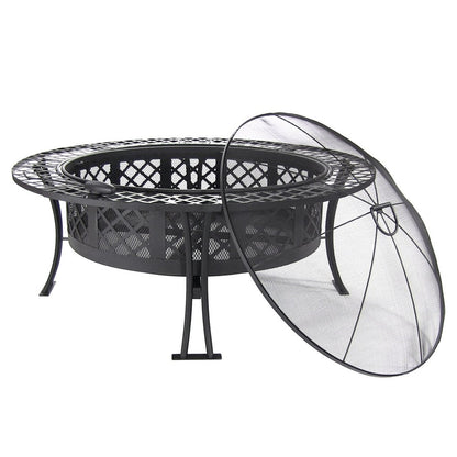 40" Black Steel Wood Burning Round Fire Pit