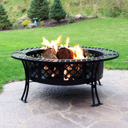 40" Black Steel Wood Burning Round Fire Pit