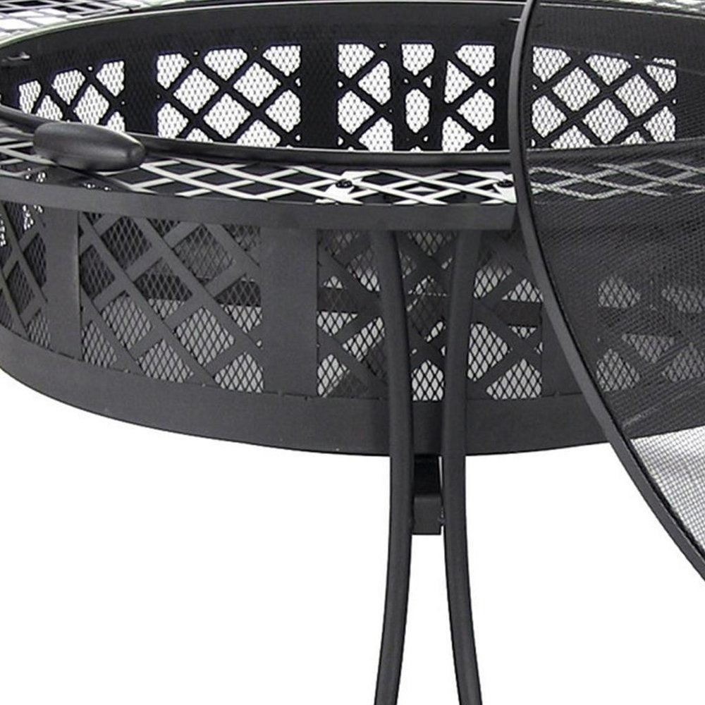 40" Black Steel Wood Burning Round Fire Pit