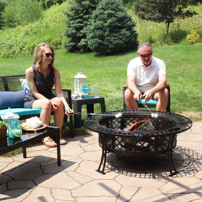 40" Black Steel Wood Burning Round Fire Pit