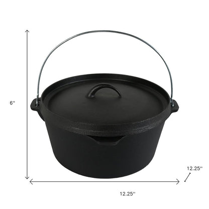 12" Black Cast Iron Dutch Oven Stock Pot