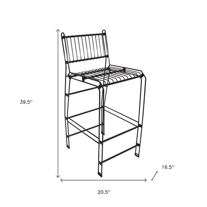 21" Black Steel Outdoor Accent Chair