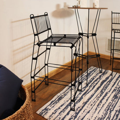 21" Black Steel Outdoor Accent Chair