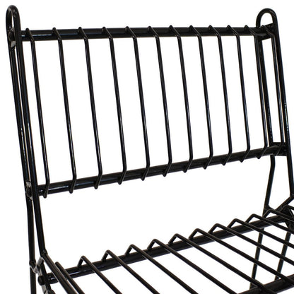 21" Black Steel Outdoor Accent Chair