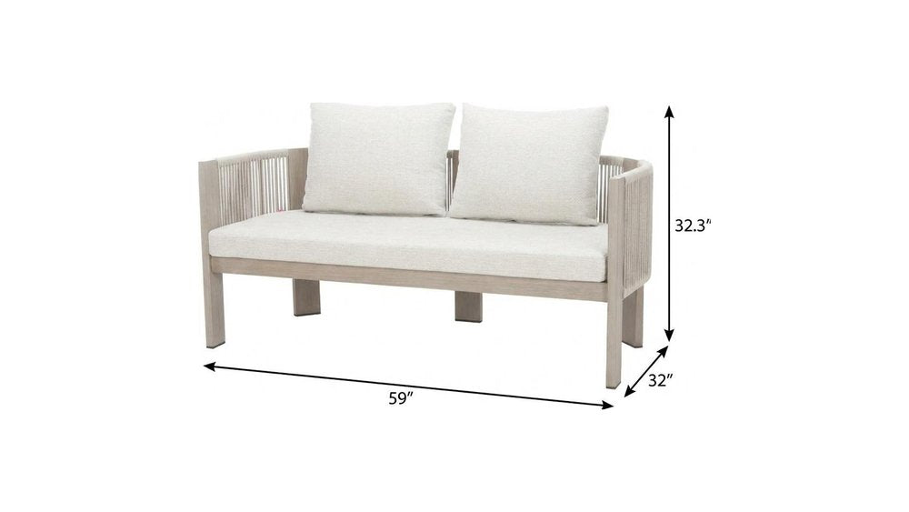 59" Beige Polypropylene Sofa