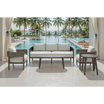 78" Beige Polypropylene Aluminum Sofa