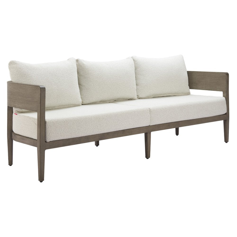 78" Beige Polypropylene Aluminum Sofa