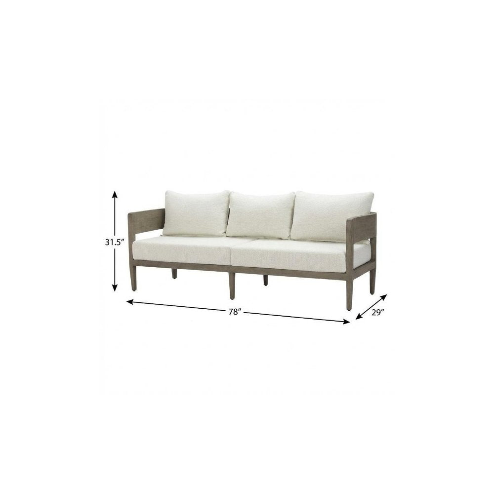 78" Beige Polypropylene Aluminum Sofa