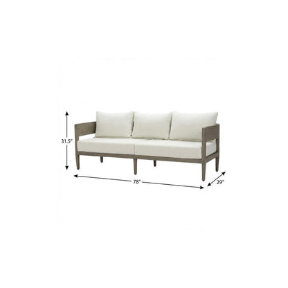 78" Beige Polypropylene Aluminum Sofa