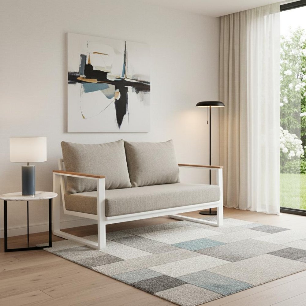 56" Taupe Polypropylene Sofa
