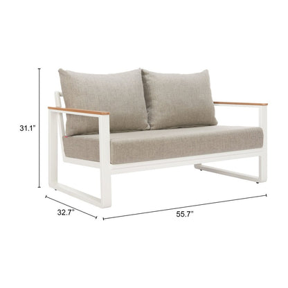 56" Taupe Polypropylene Sofa